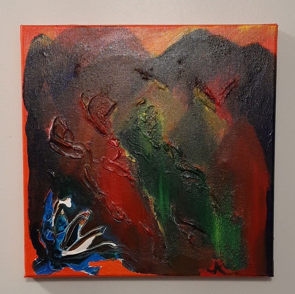 Original Oil Painting The Spirt of Arizona Mountains VTG Carole Andrews 12 x 12